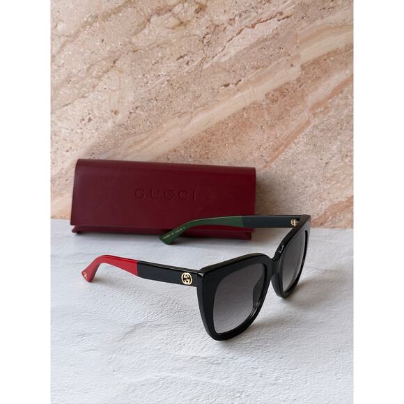NEW Gucci GG0163SN Black Cat Eye Square Sunglasses main image 5
